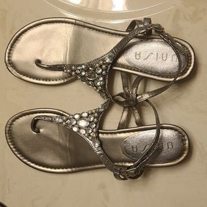 Unisa silver sandals with rhinestone embellishments  size 9